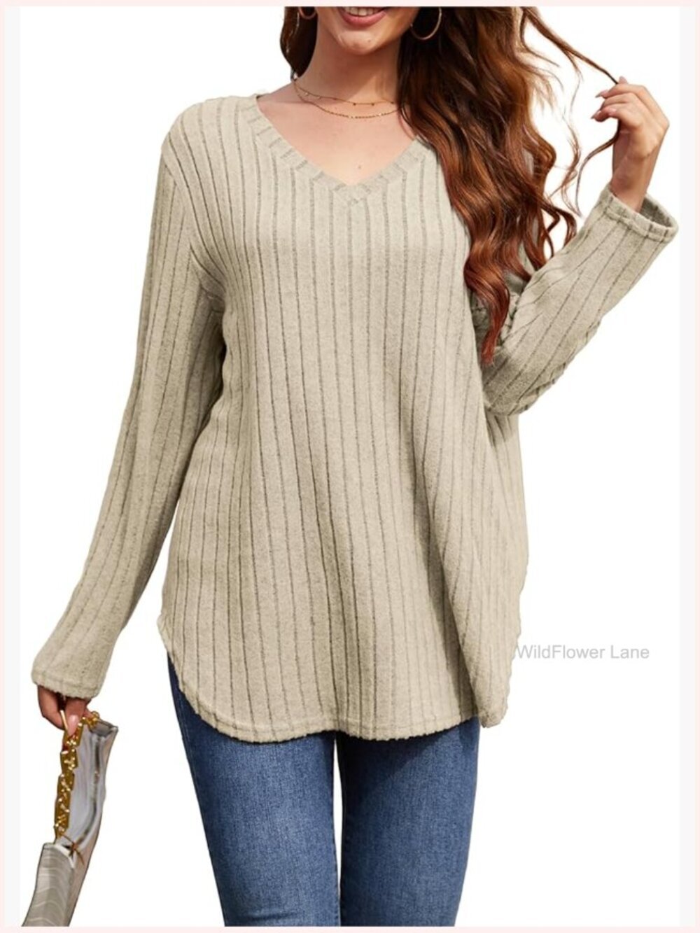 Plus Size Long Sleeve V-Neck Tunic Blouse Dressy Casual Soft Stretchy Top